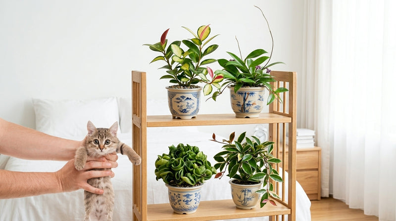 A Cat and a Bedroom Plant